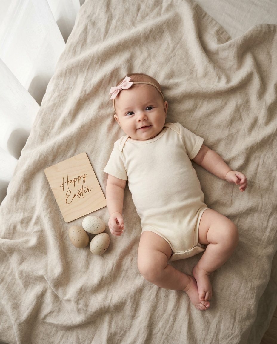 Minimal Announcement Portrait AI portrait example — AI Easter Baby Photography Prompt