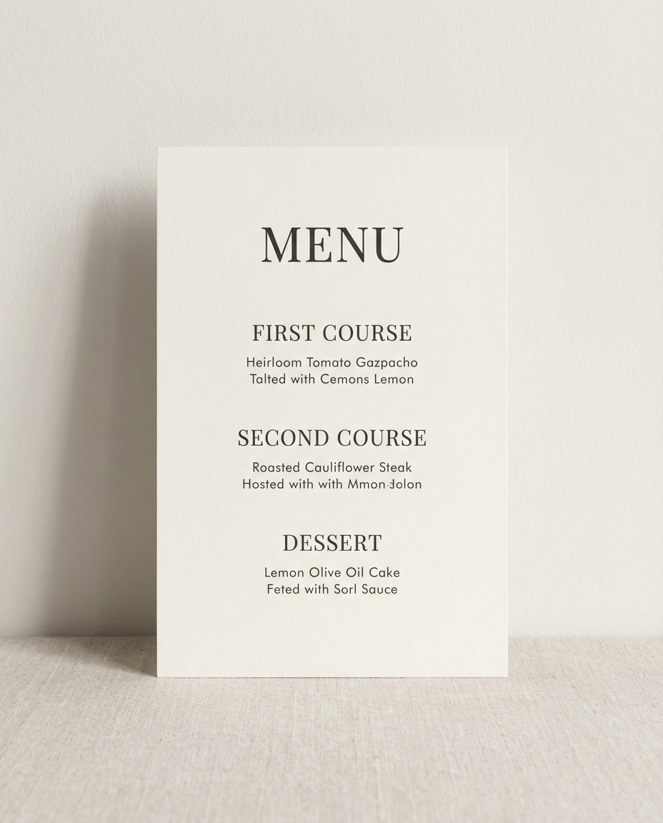 Minimal Menu Card AI portrait — AI Minimalist Card Prompts
