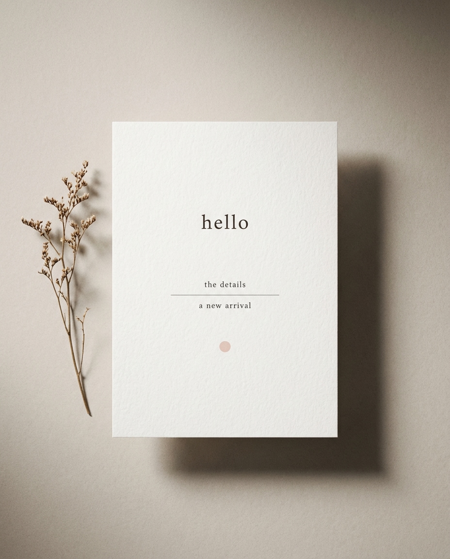 Minimal New Baby AI portrait — AI Minimalist Card Prompts
