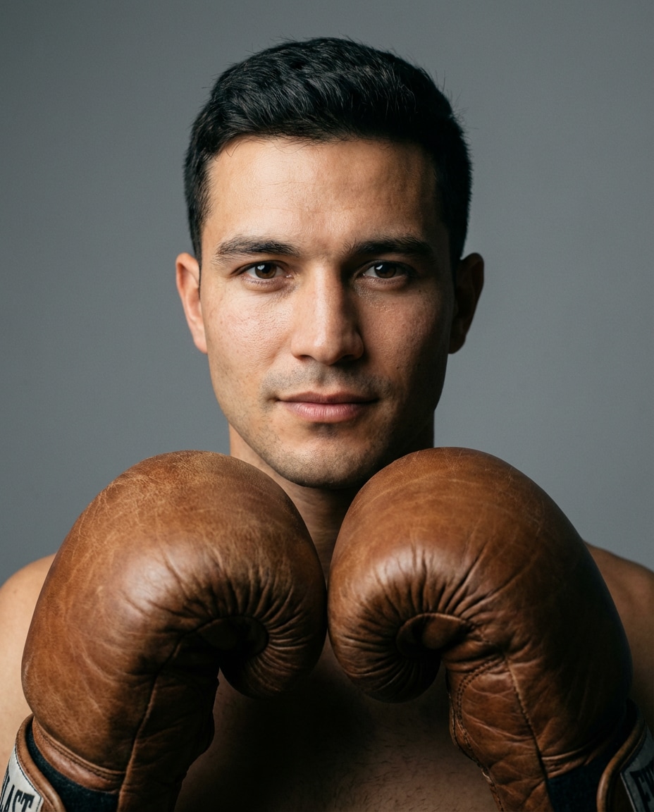 Minimal Studio Gloves AI portrait — Gemini AI Boxing Photo Prompts