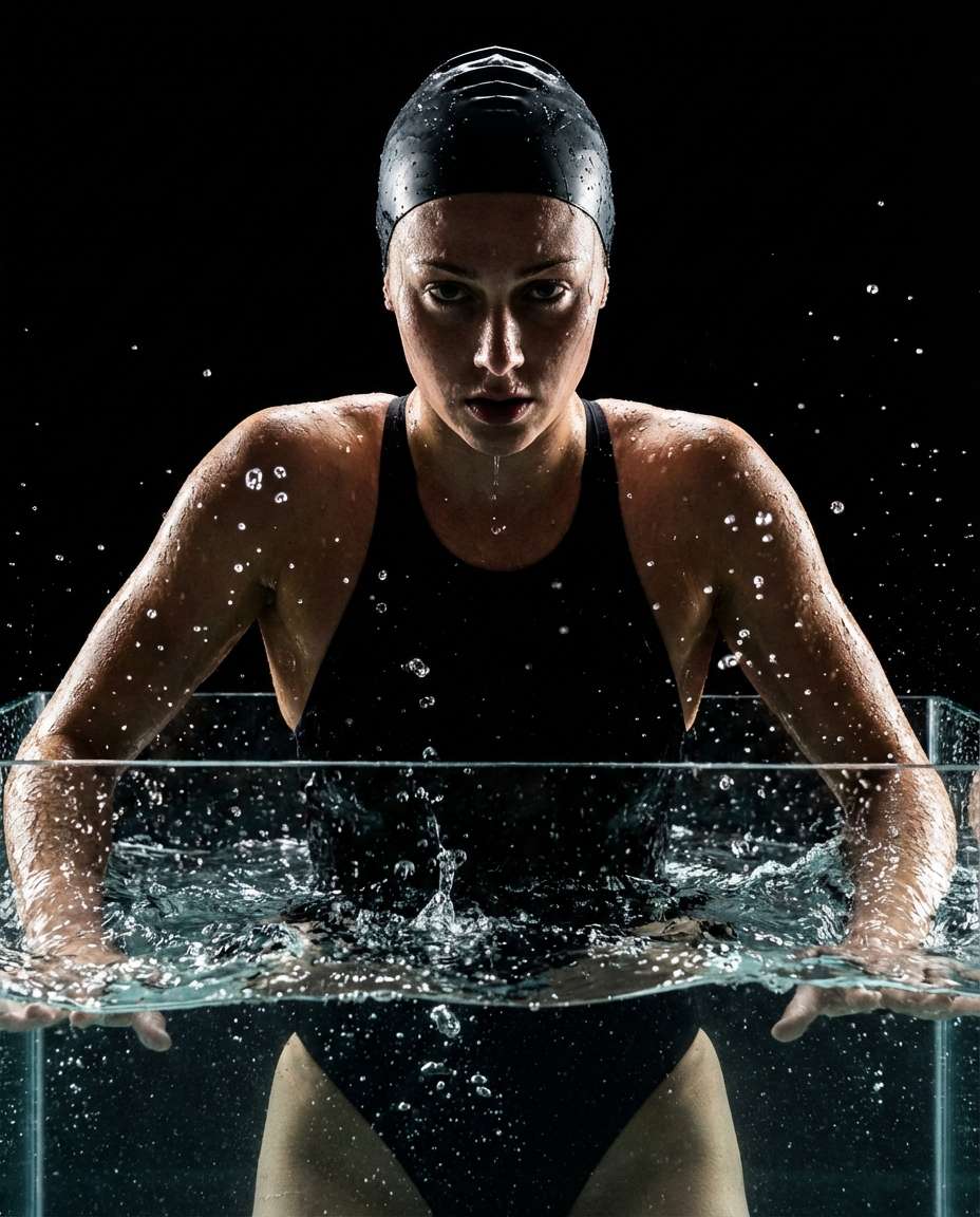 Minimal Studio Splash AI portrait example — Gemini AI Swimmer Photo Prompts