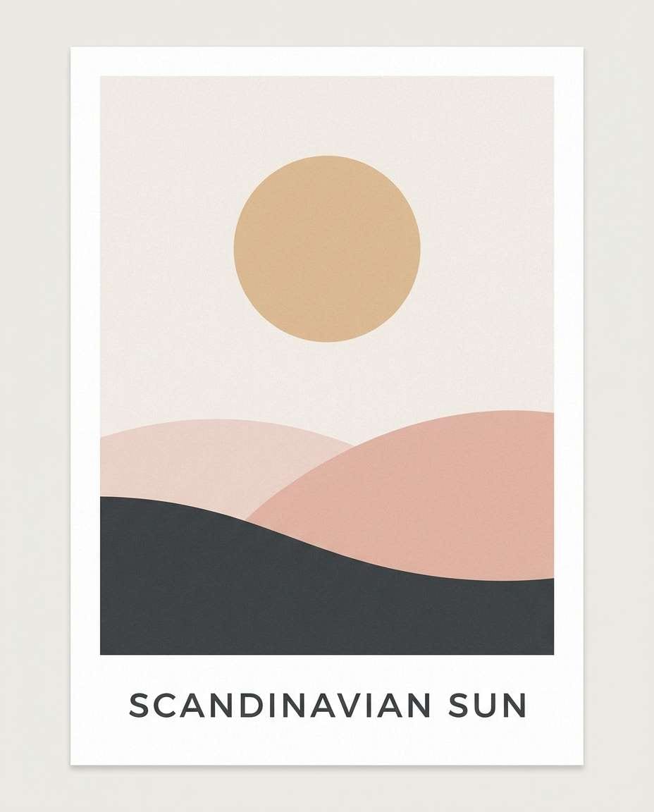 Minimal Sun and Horizon AI portrait — Geometric Poster Prompts
