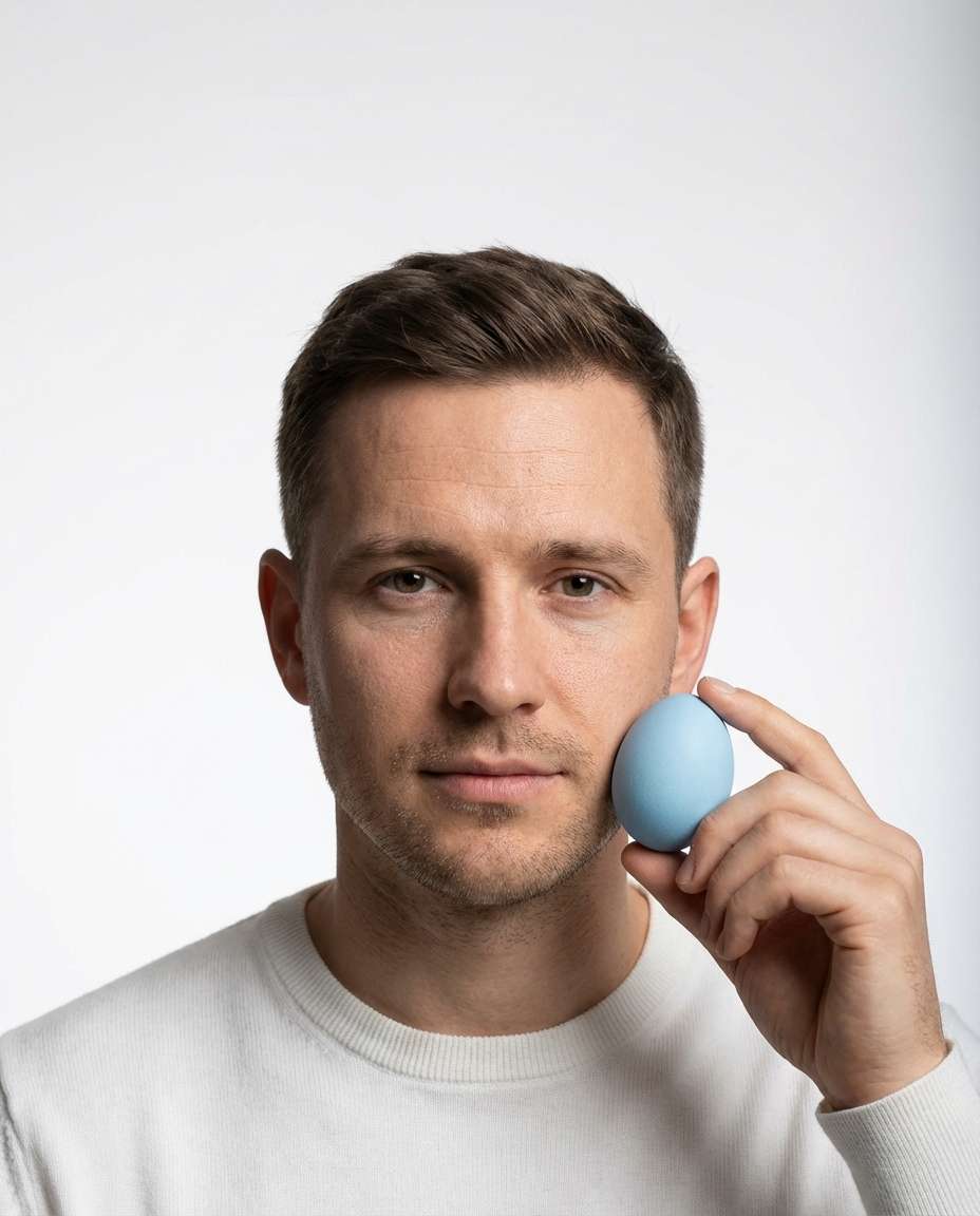 Minimal White Seamless AI portrait example — AI Easter Egg Photography Prompt
