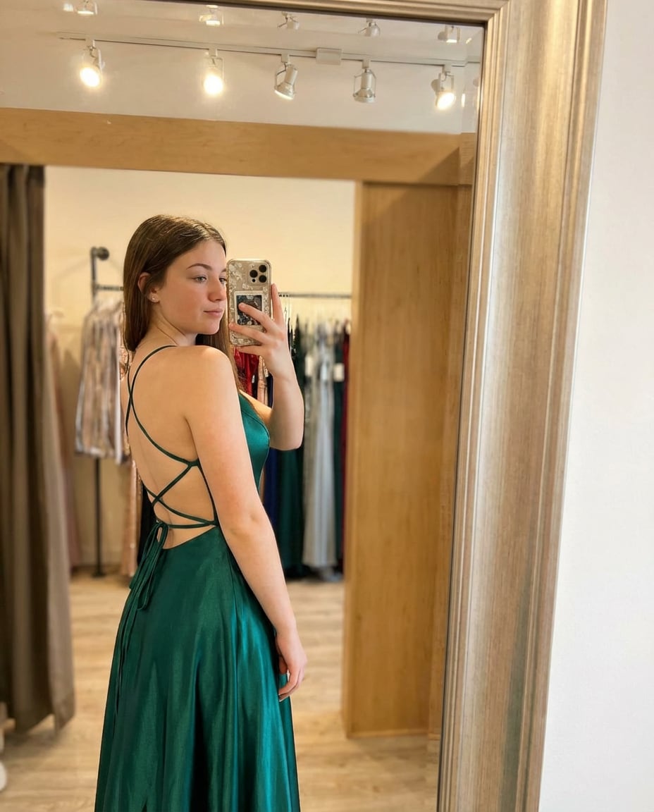 Mirror Selfie Chic AI portrait — Gemini AI Prom Dress Prompt