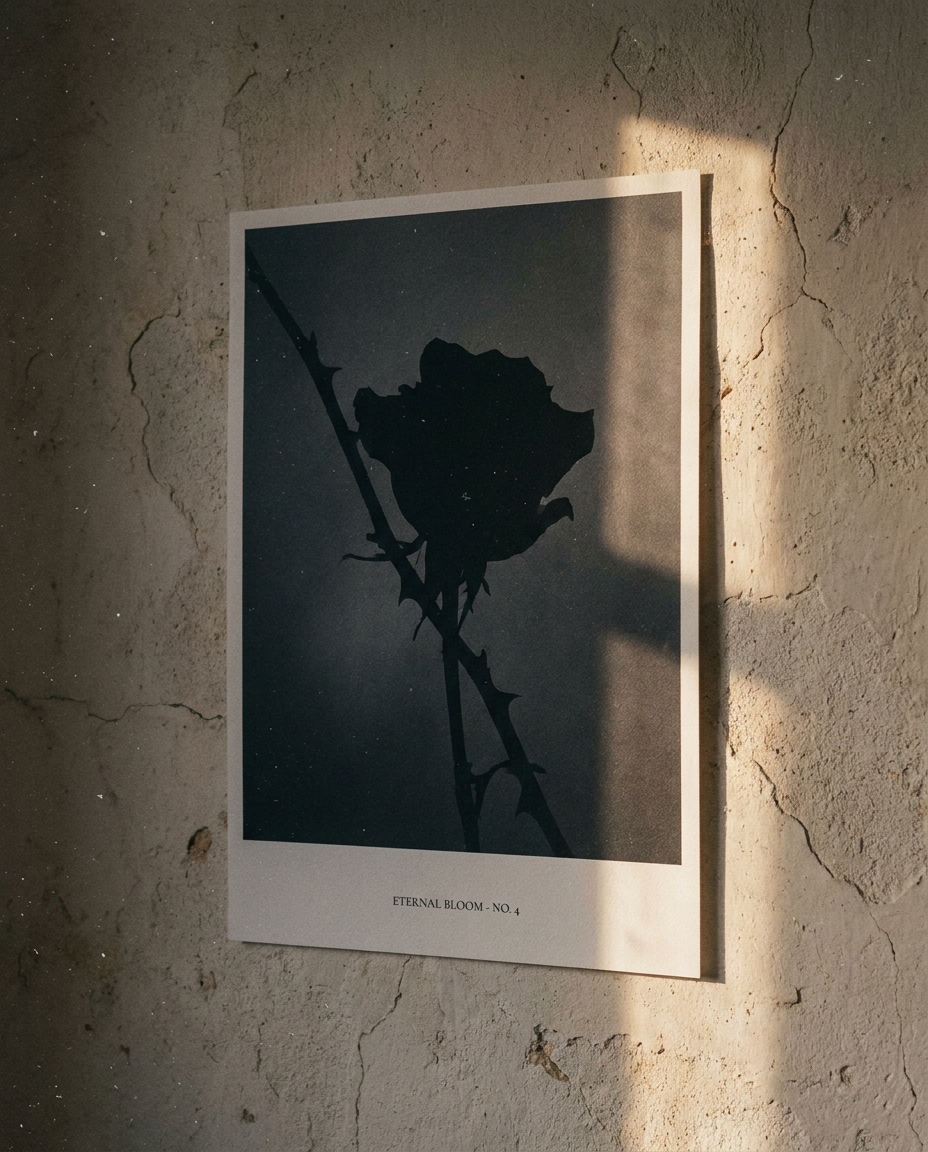 Monochrome Rose Thorns AI portrait — Gemini AI Dark Aesthetic Poster Prompts
