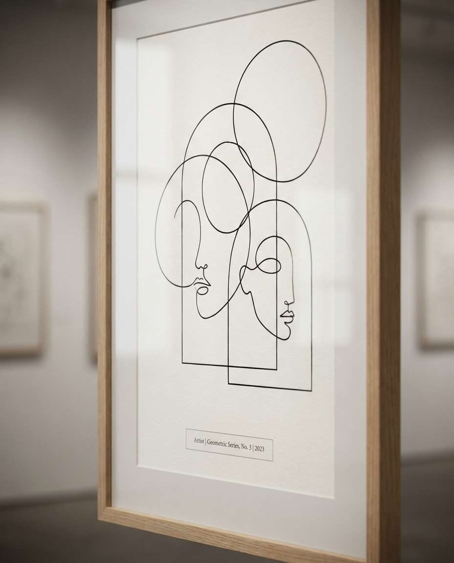 Monoline Geometry AI portrait — Geometric Poster Prompts