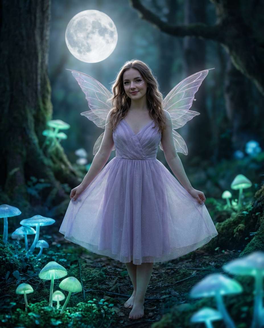 Moonlit Fairy Glow AI portrait — Gemini AI Fairytale Prompt