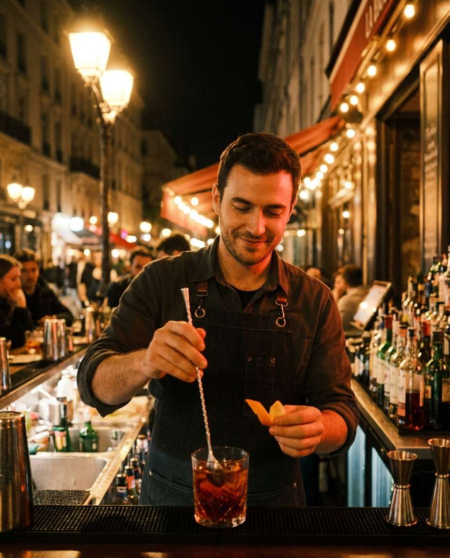 Negroni Street Cafe AI portrait example — Gemini AI Bartender Photo Prompts