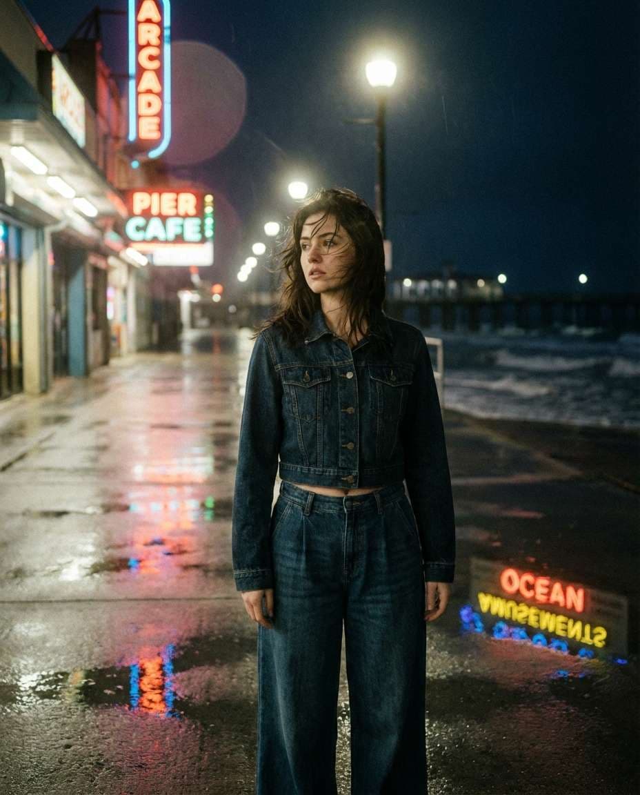 Neon Boardwalk Night AI portrait — Gemini AI Prompt Sza Over The Sea