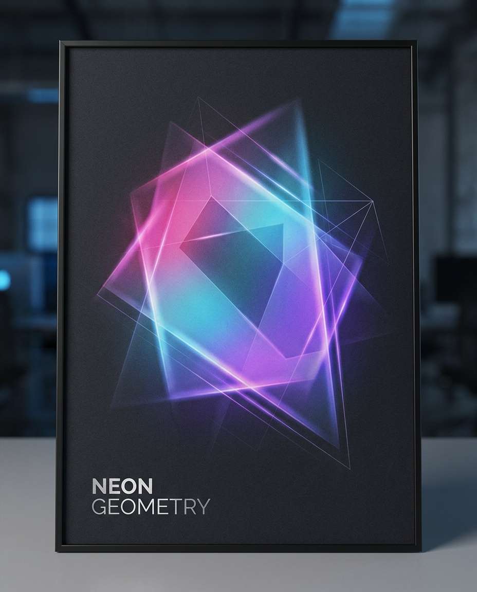 Neon Gradient Geometry AI portrait — Geometric Poster Prompts