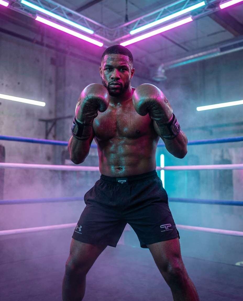 Neon Night Ring AI portrait — Gemini AI Boxing Photo Prompts