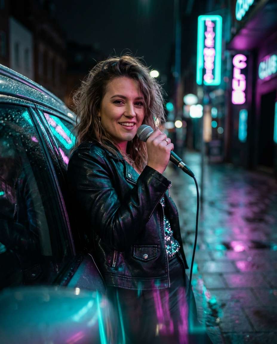 Neon Tour Poster AI portrait