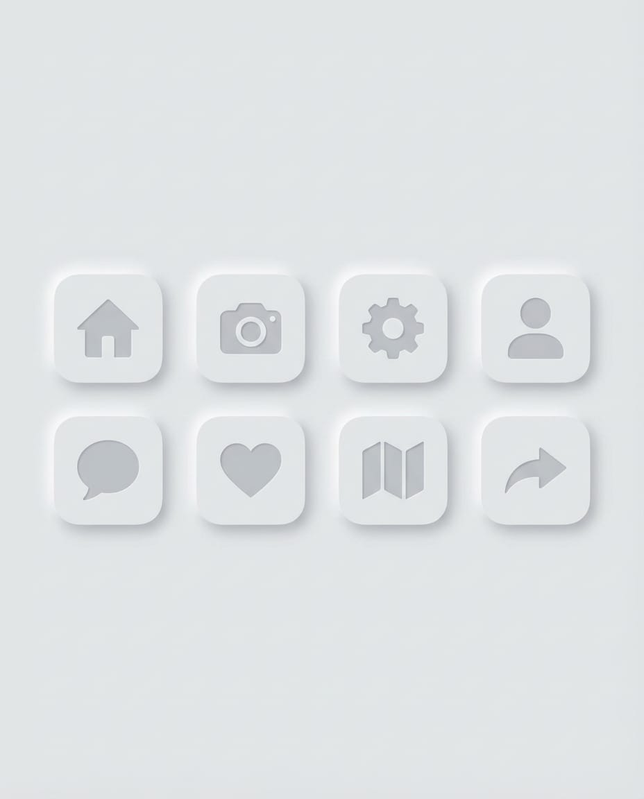 Neumorphism UI Tiles AI portrait — AI Icon Design Prompt