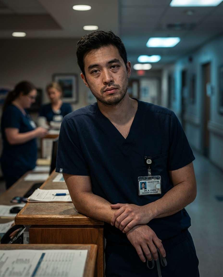Night Shift Portrait AI portrait example — Gemini AI Doctor Photo Prompt