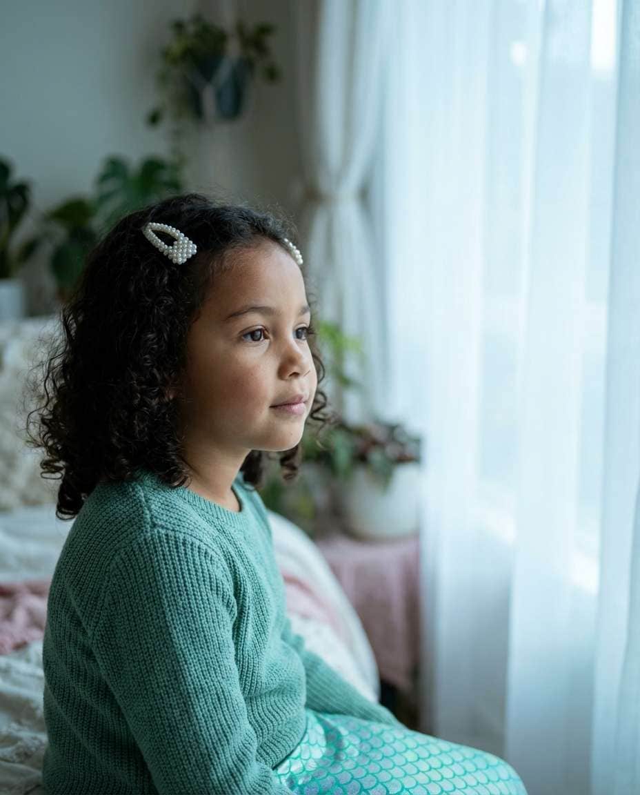 Ocean Window Light AI portrait example — Gemini Mermaid Kids Photoshoot Prompts