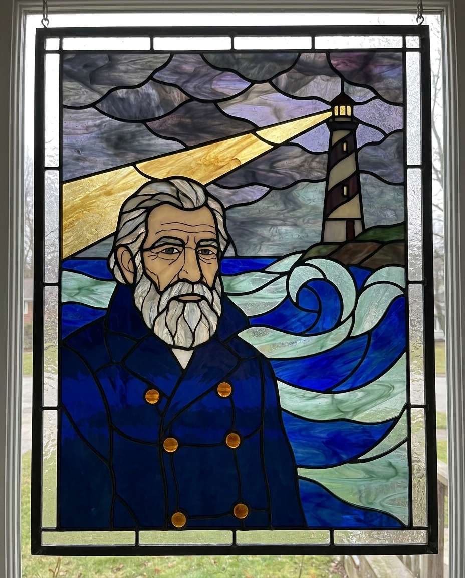 Old Sea Captain AI portrait — Gemini AI Stained Glass Art Prompt