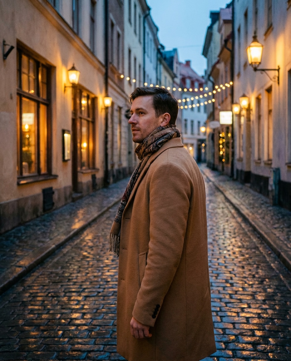 Old Town Cobblestones AI portrait — Gemini AI Blue Hour Photo Prompt