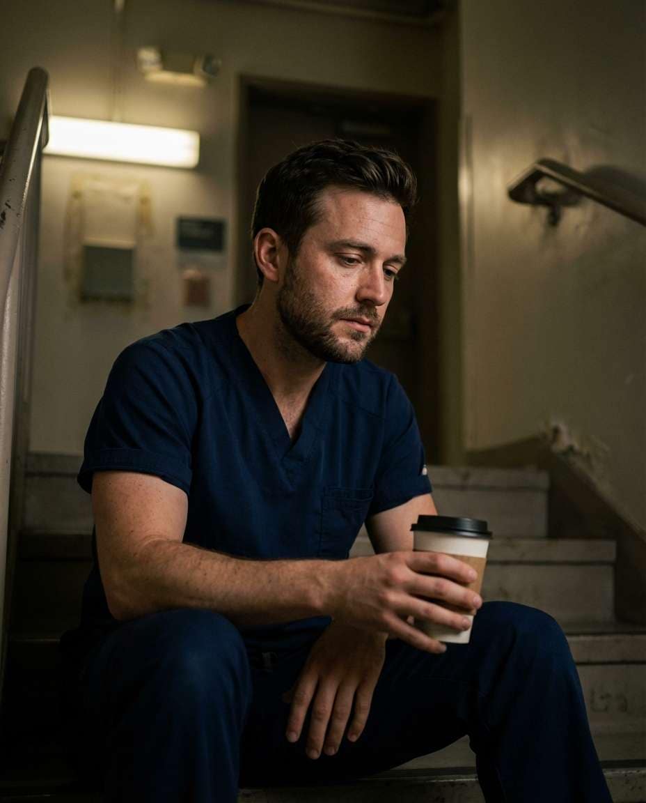 On-Call Coffee Break AI portrait example — Gemini AI Doctor Photo Prompt
