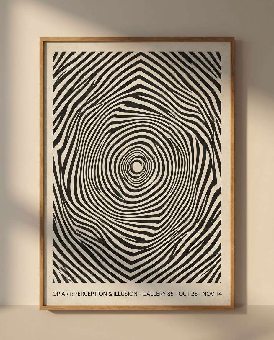Op Art Illusion AI portrait — Geometric Poster Prompts