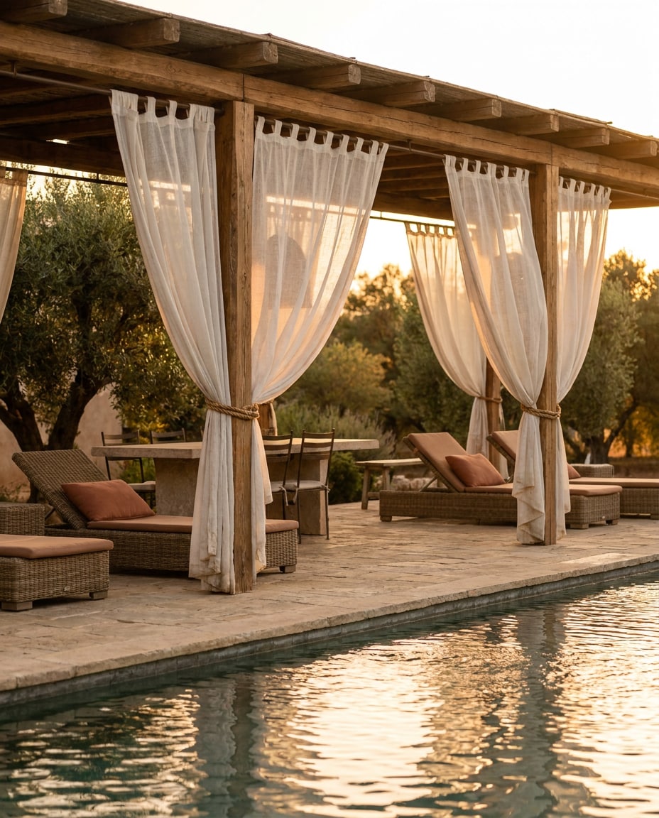 Outdoor Patio Drapes AI portrait example — Gemini AI Curtain Image Prompts