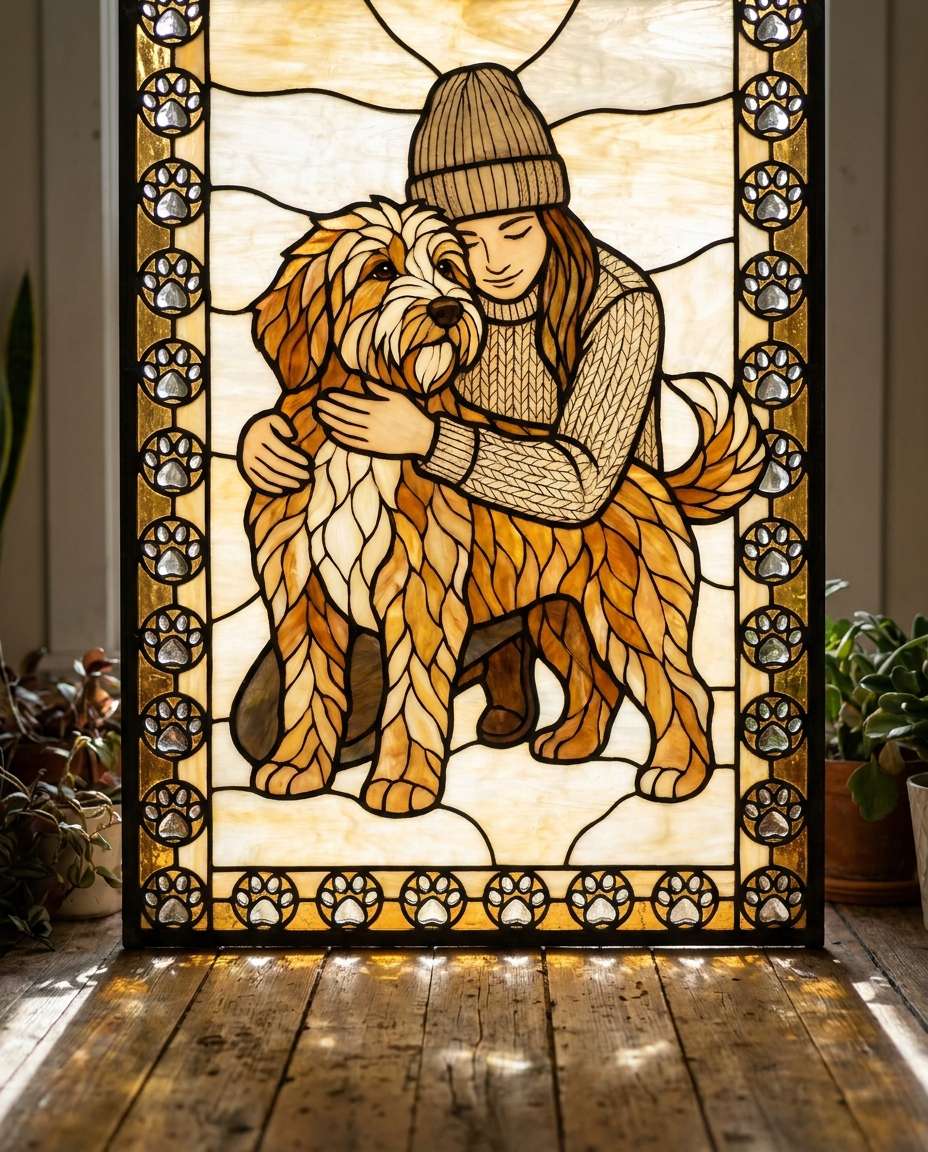 Owner and Dog AI portrait