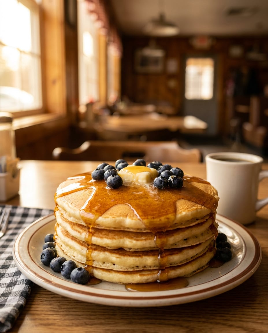 Pancake Syrup Drip AI portrait example — AI Blueberry Image Prompts for Gemini & ChatGPT