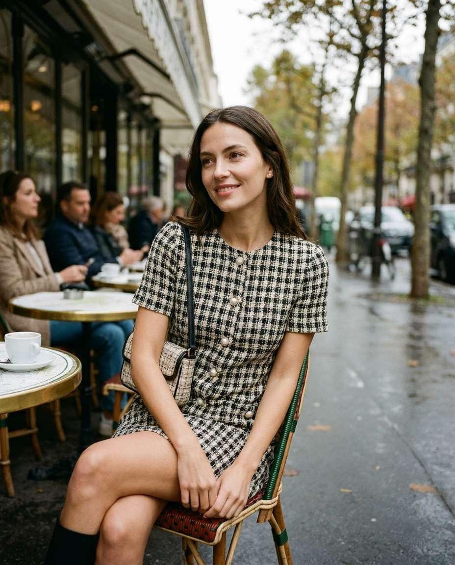Paris Cafe Look AI portrait — Gemini AI Short Dress Prompt