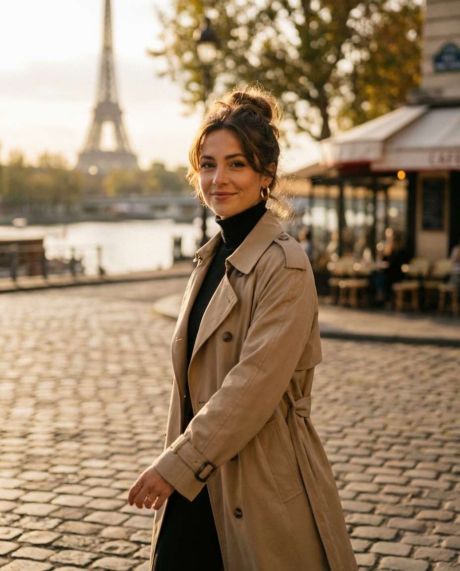 Paris Golden Hour Walk AI portrait
