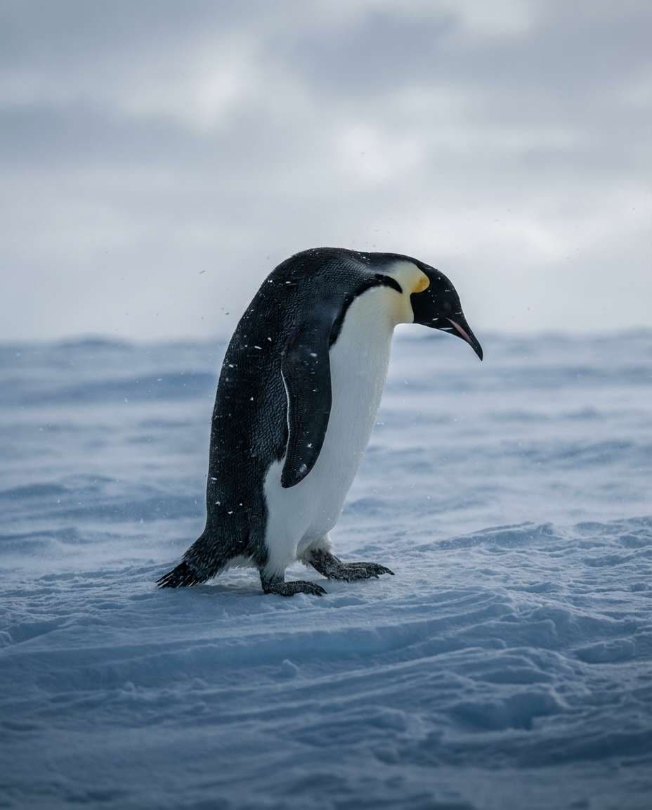 Penguin Snow Walk AI portrait — Gemini AI Bird Prompt