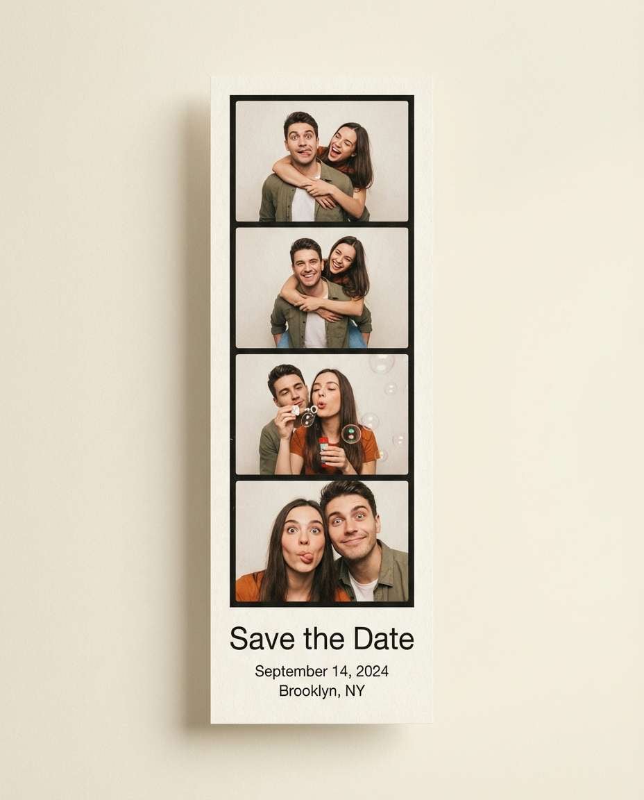 Photo Strip Collage AI portrait — Gemini AI Save The Date Prompt