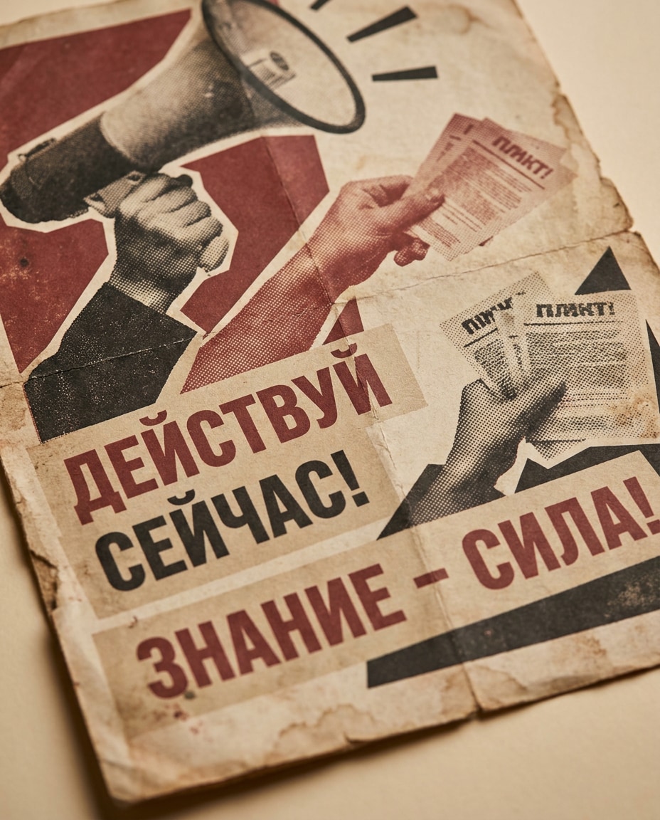 Photomontage Hands Detail AI portrait — Gemini & ChatGPT AI Constructivism Poster Prompts