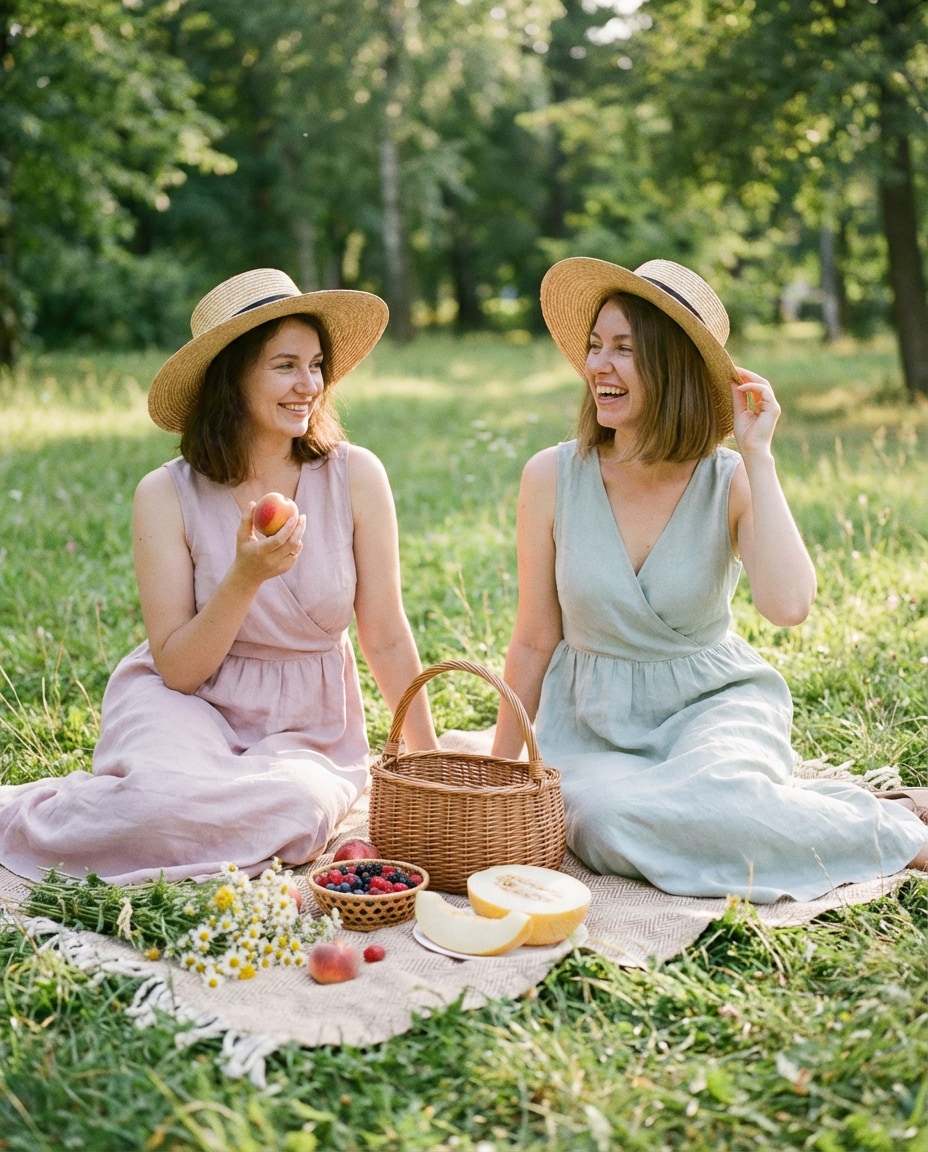 Picnic Blanket AI portrait — Gemini Prompt for Sisters