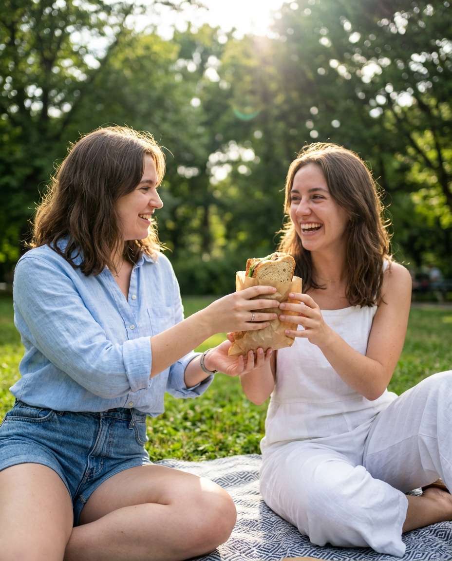 Picnic Sandwich Share AI portrait example — AI Food Photography Prompt