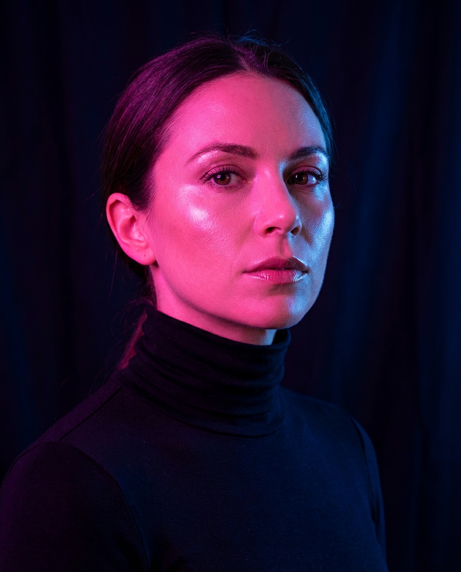 Pink Blue Gel Studio AI portrait
