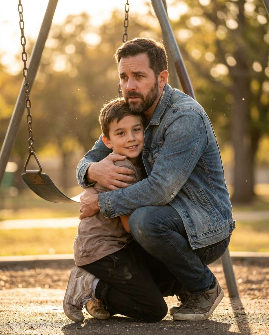 Playground Protective Hug AI portrait example — Gemini Hug My Youngself Prompt