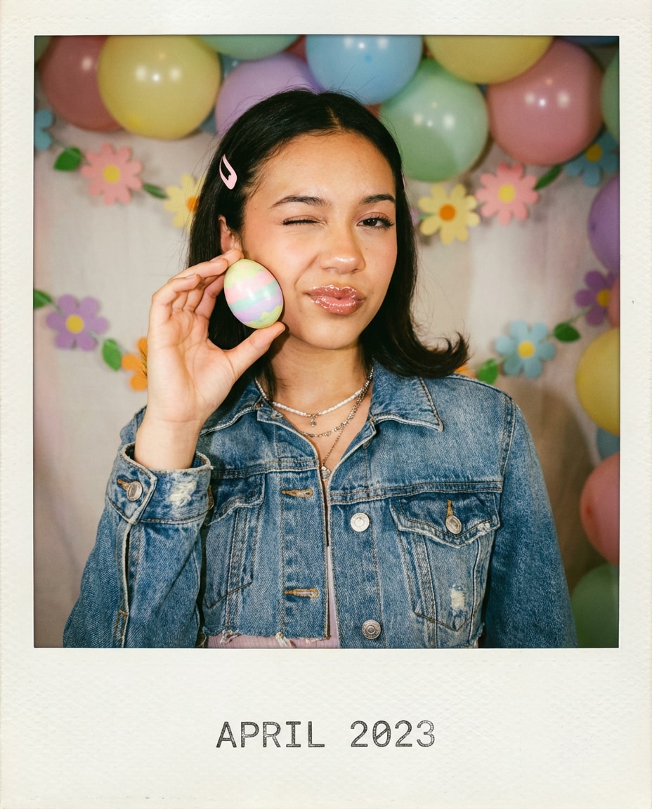 Polaroid Easter Vibe AI portrait example — AI Easter Egg Photography Prompt