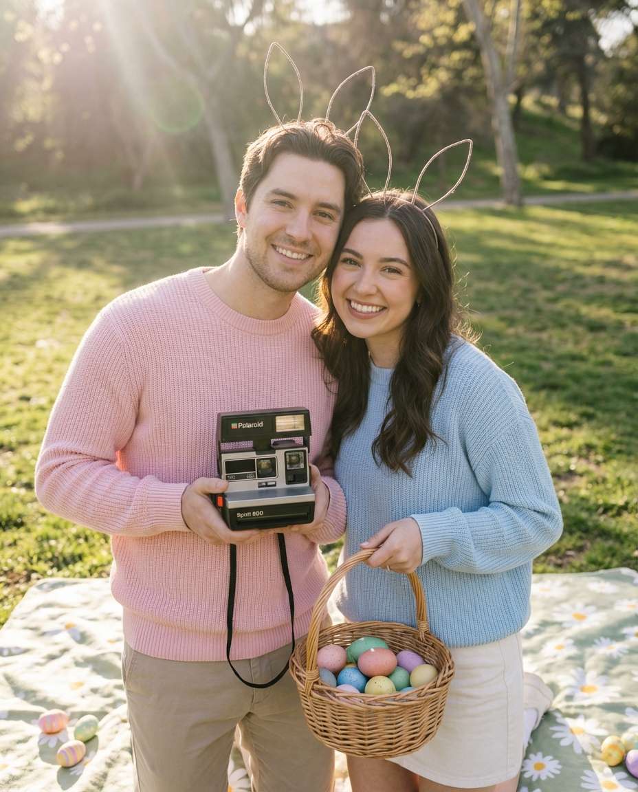 Polaroid Easter Vibes AI portrait example — AI Easter Bunny Photography Prompt