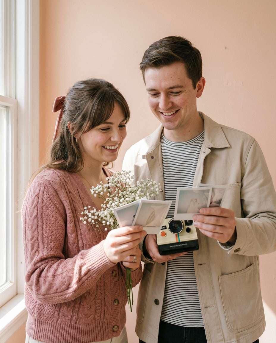 Polaroid Flower Memories AI portrait example — AI Couple Flower Photo