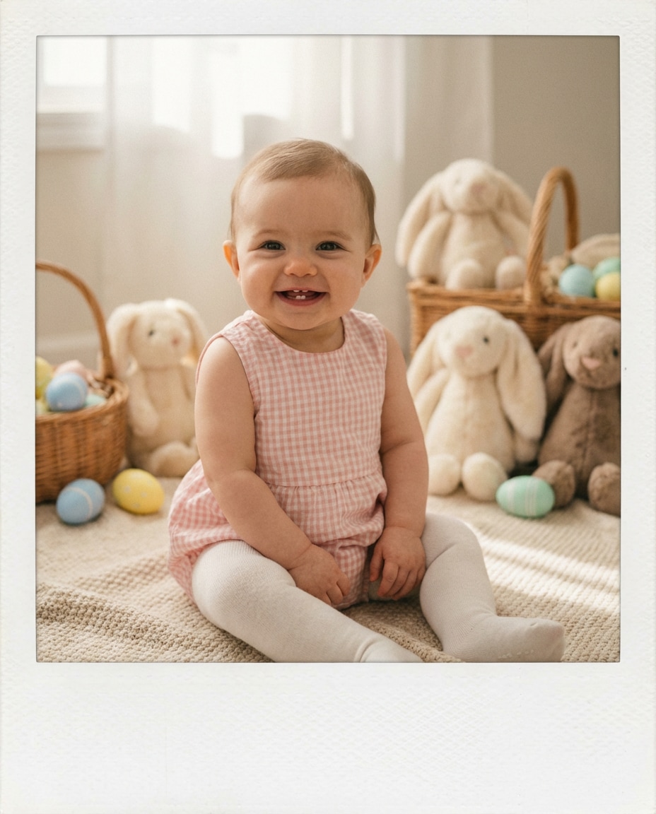 Polaroid Memory Frame AI portrait example — AI Easter Baby Photography Prompt