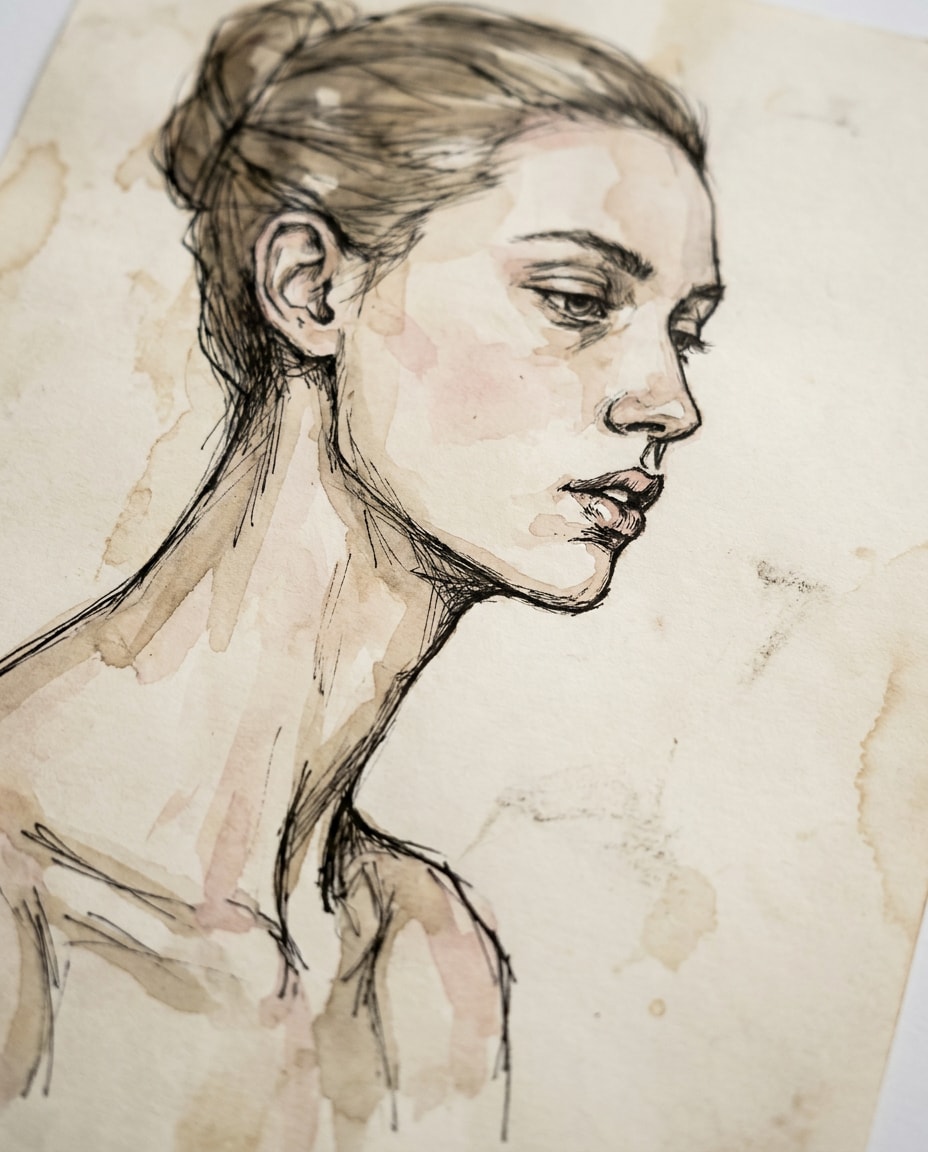 Profile With Collarbone AI portrait example — Gemini & ChatGPT AI Egon Schiele Art Prompts