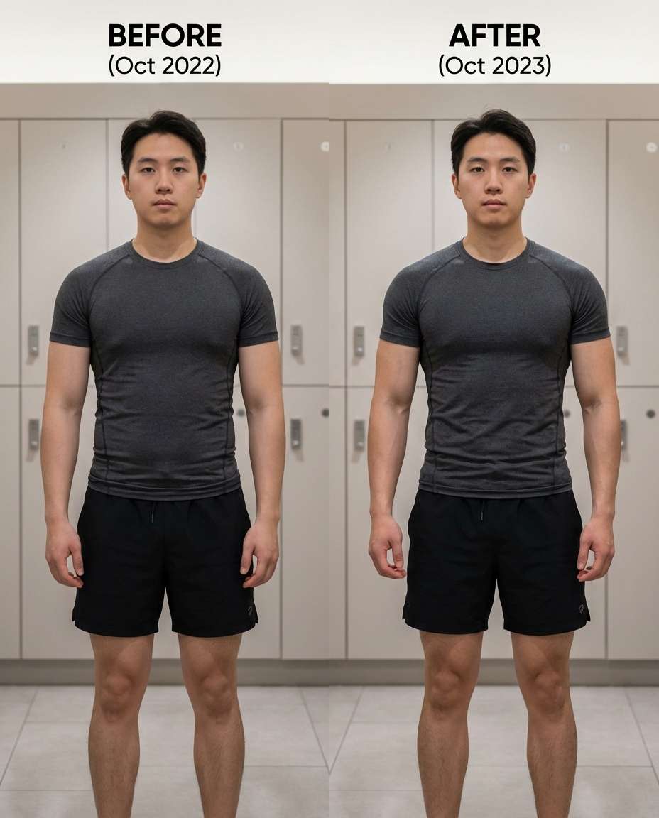 Progress Pic Grid AI portrait — Gemini Gym Photo Prompt