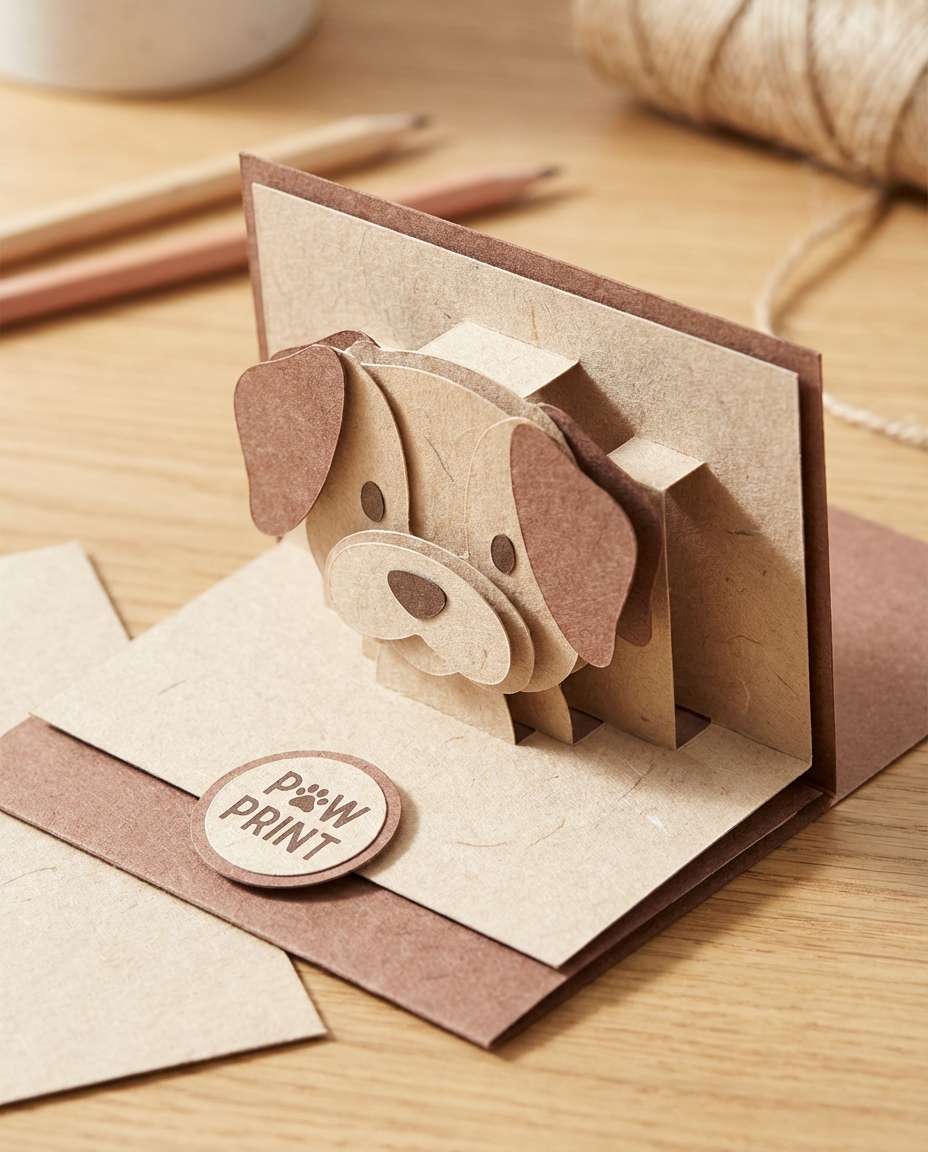 Puppy Paw Pop-up AI portrait example — AI 3D Pop-up Card Prompt