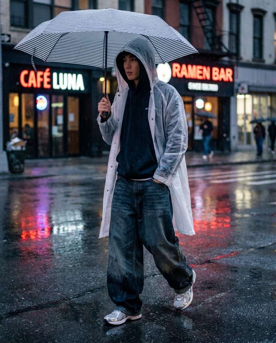 Raincoat Street Layer AI portrait