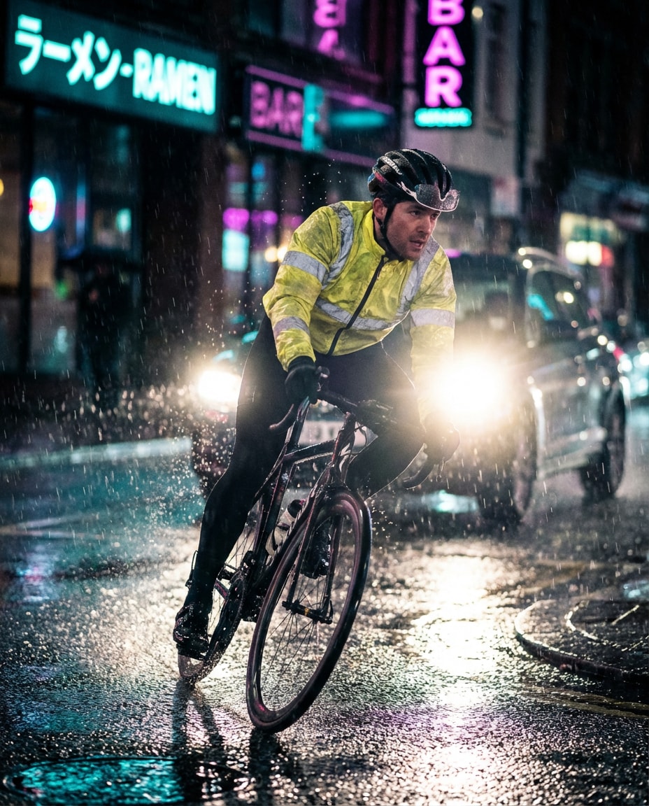 Rainy Night Ride AI portrait