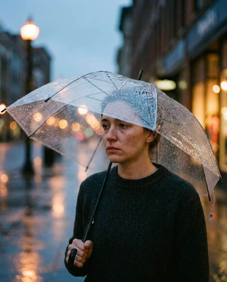 Rainy Umbrella Shot AI portrait — Gemini AI Korean Style Prompt