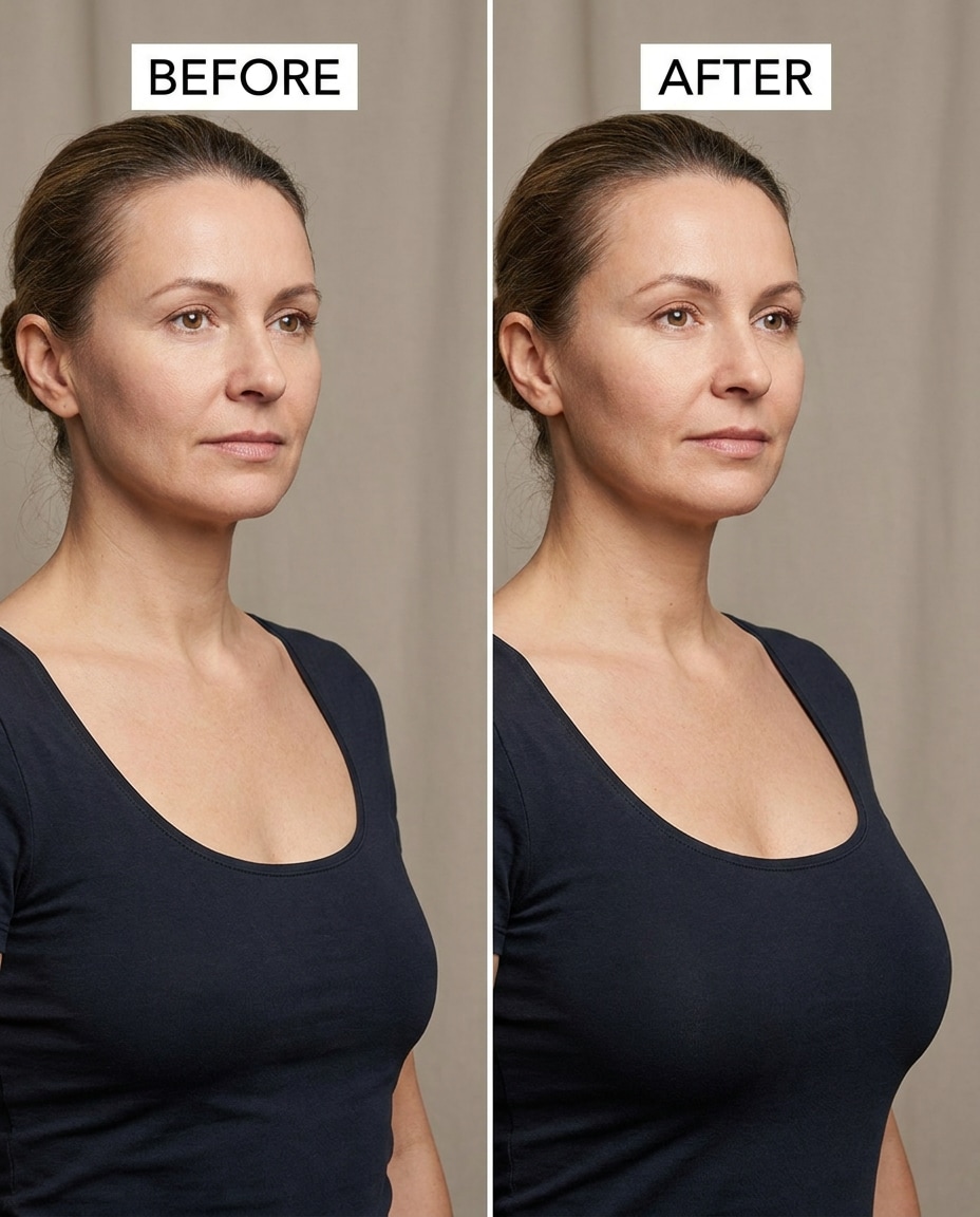 Reshaped Natural Drop AI portrait example — AI Breast Expansion Prompts for Gemini & ChatGPT: 25+ natural retouch ideas
