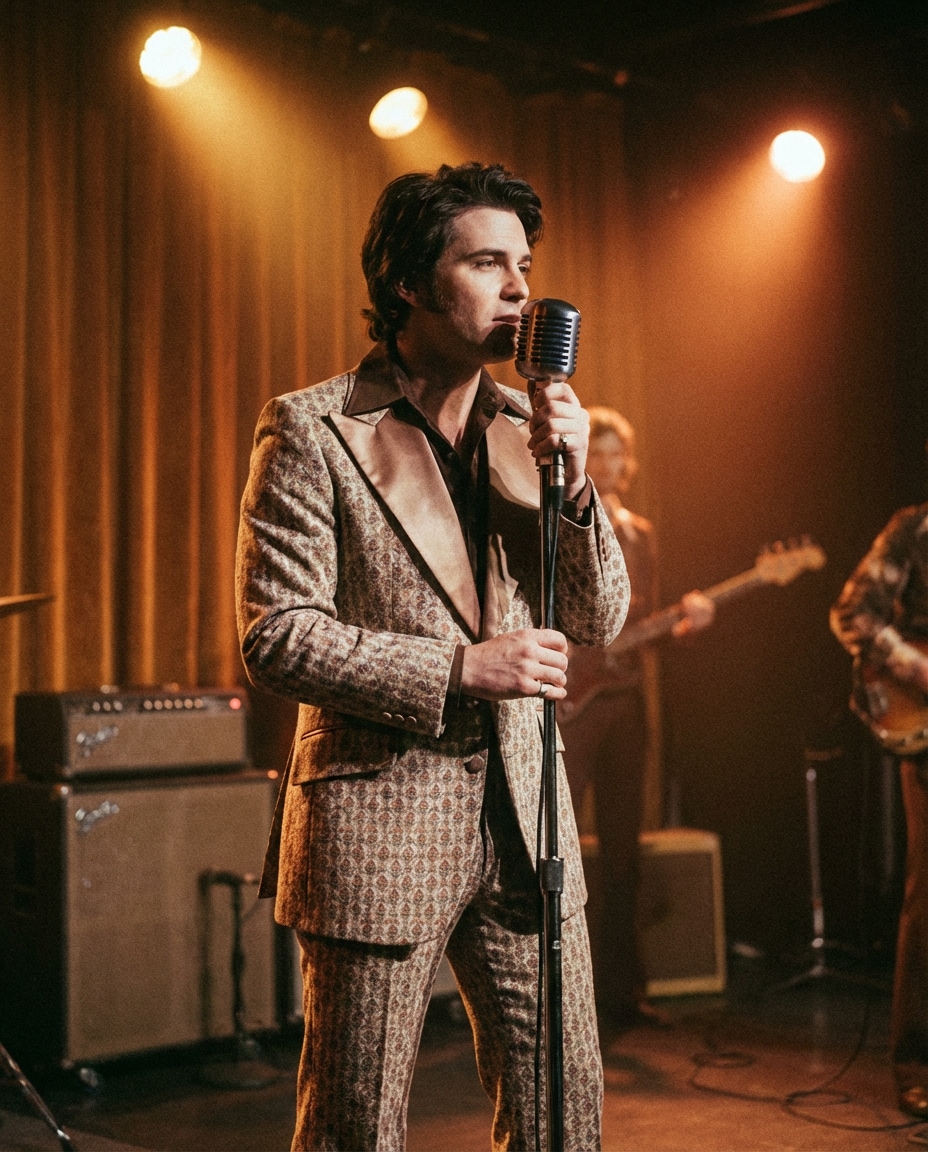Retro 70s Stage AI portrait — Gemini AI Singer Photo Prompts