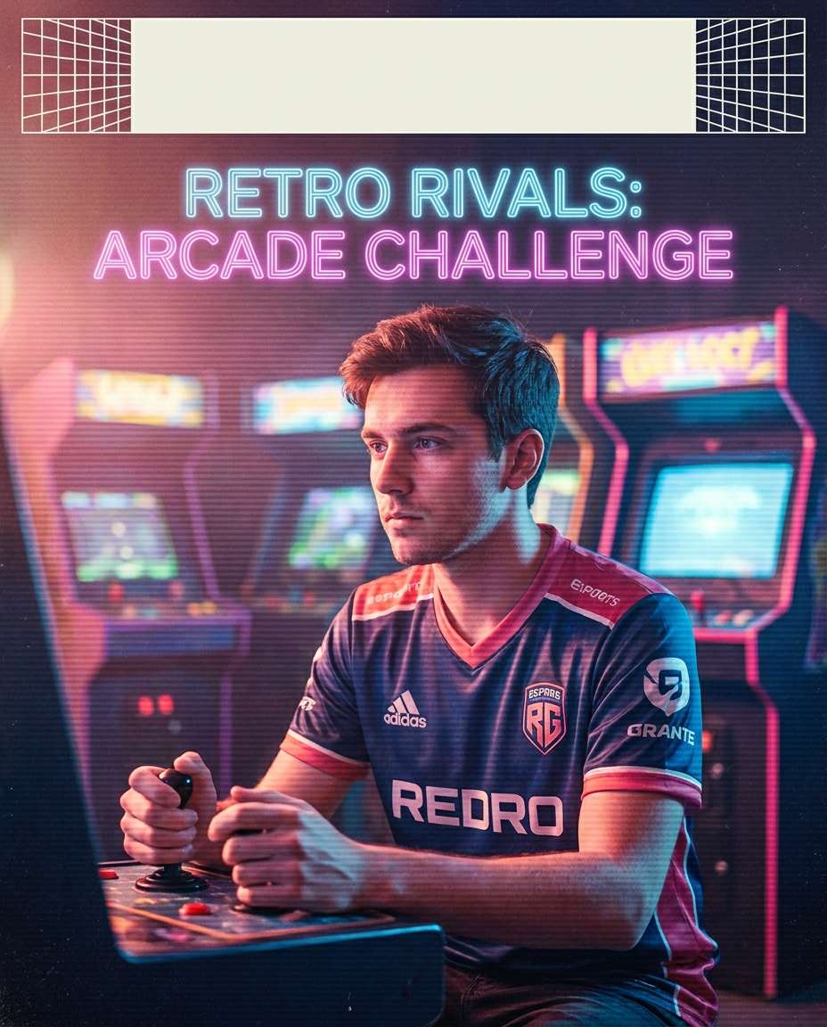 Retro Arcade Vibes AI portrait — Gemini AI Esports Poster Prompts