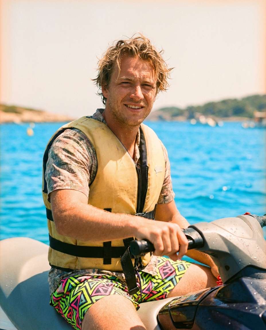 Retro Film Color AI portrait example — Gemini AI Jet Ski Photo Prompts for Cinematic, Realistic Action Shots