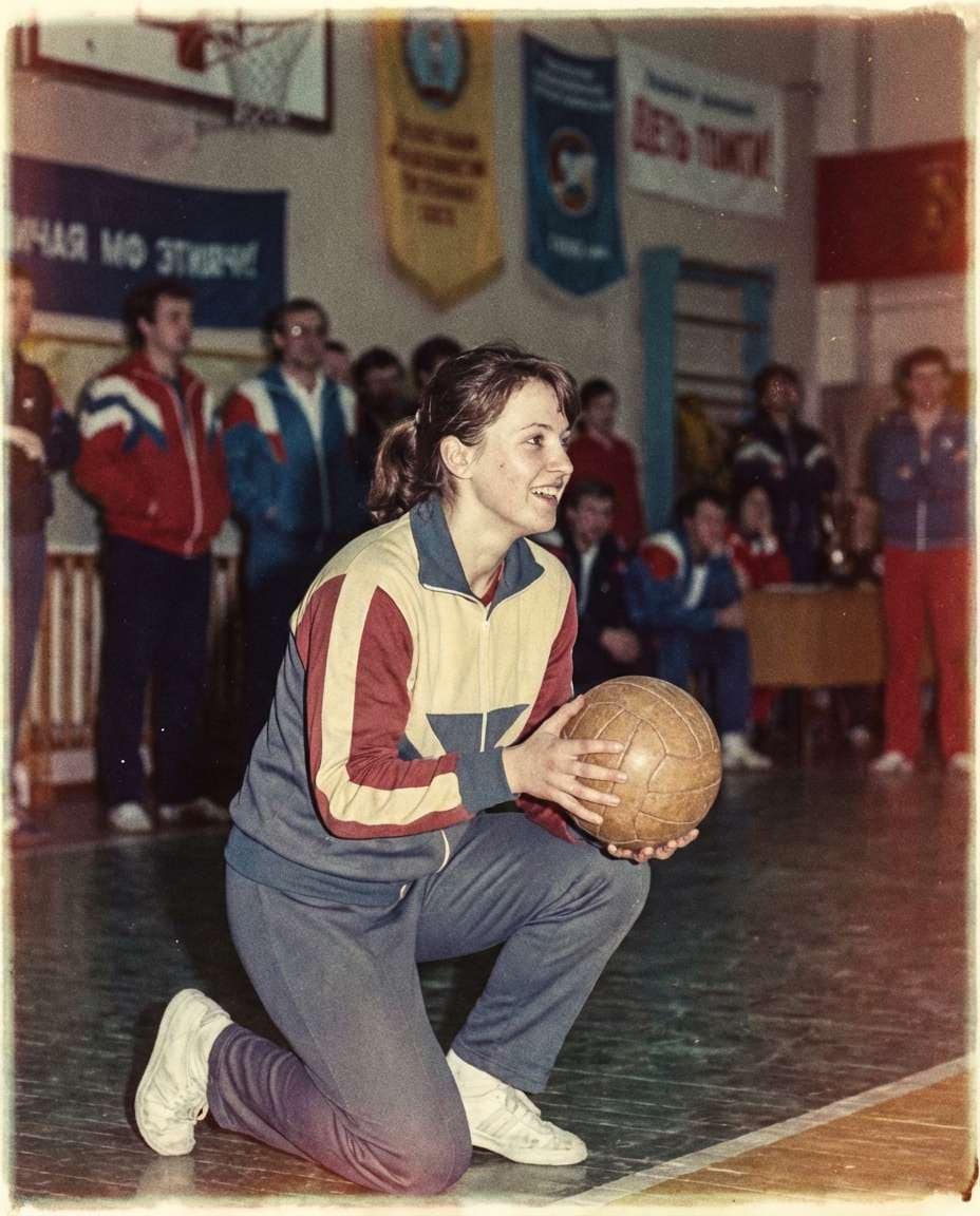 Retro Film Tournament AI portrait example — Gemini AI Volleyball Player Photo Prompts